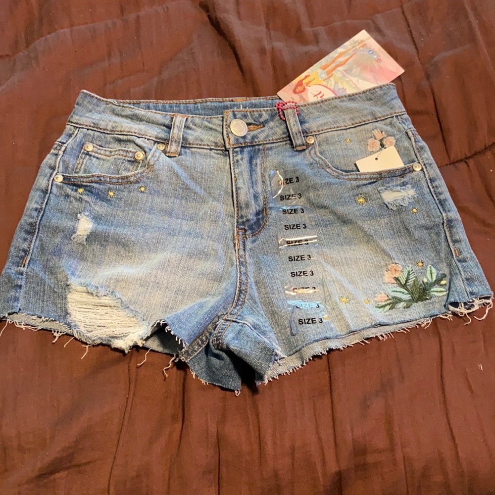 Distressed Hi-Waisted Cut-Offs.  NWT!